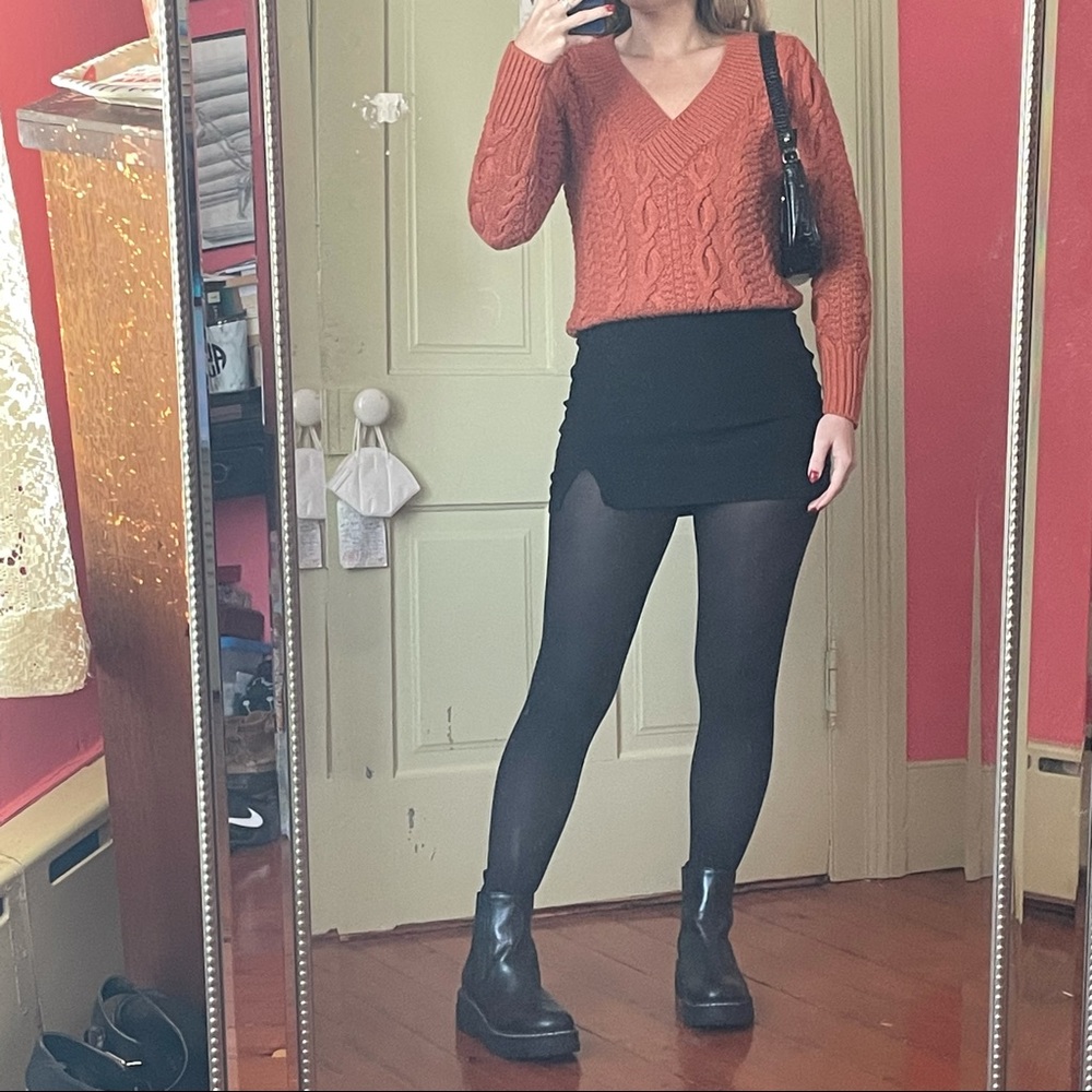 MODA International Orange Chunky Knit Sweater